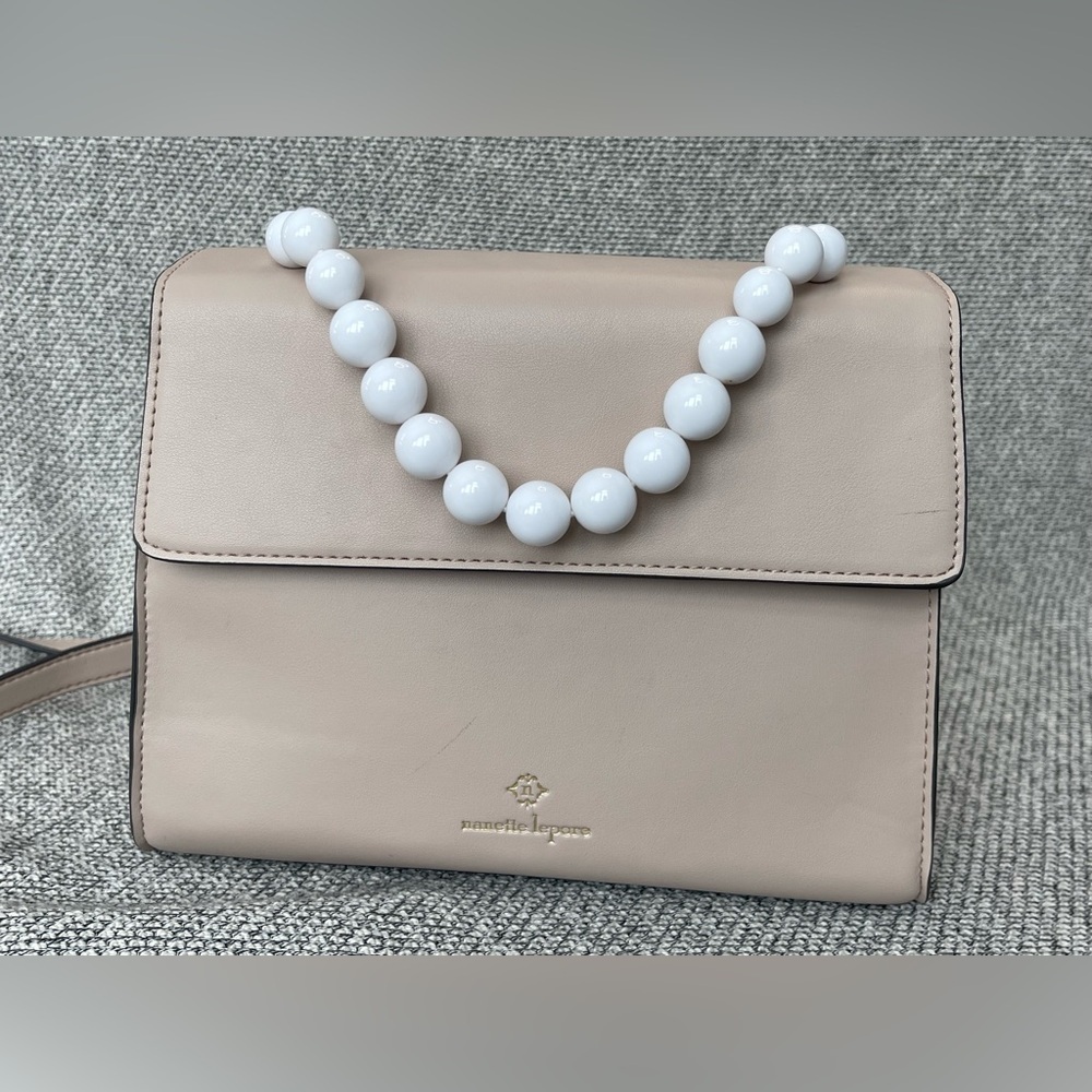 Cream Handbag with White Beaded Handle - Picture 8 of 16